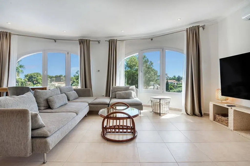 Living Room - Chalet with Sea View and Pool in Cap Martí