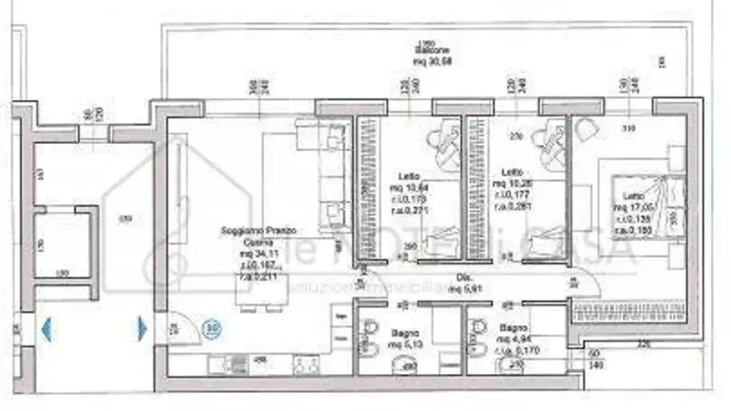 Floor Plan - Newly Constructed Apartment with Terrace in Cesena