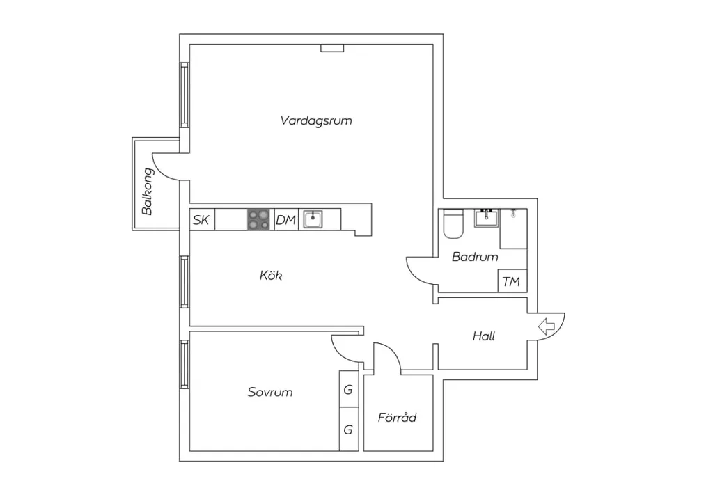 Plan - Renovated 2nd Floor Flat with South-Facing Balcony