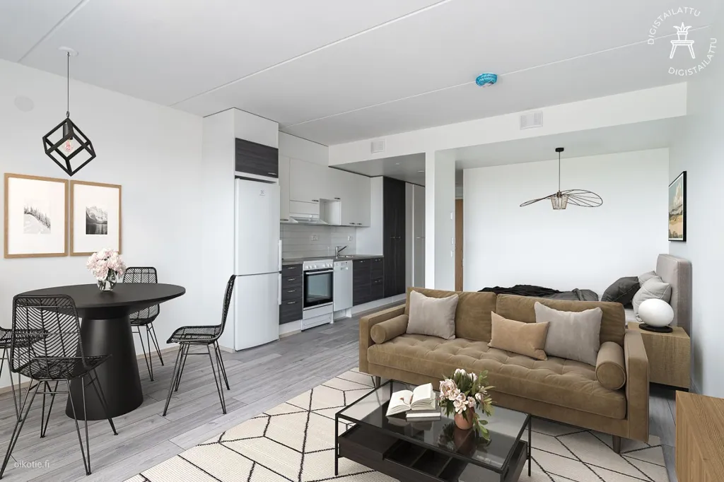 Living Room - Modern Flat with Balcony in Keimola, Vantaa