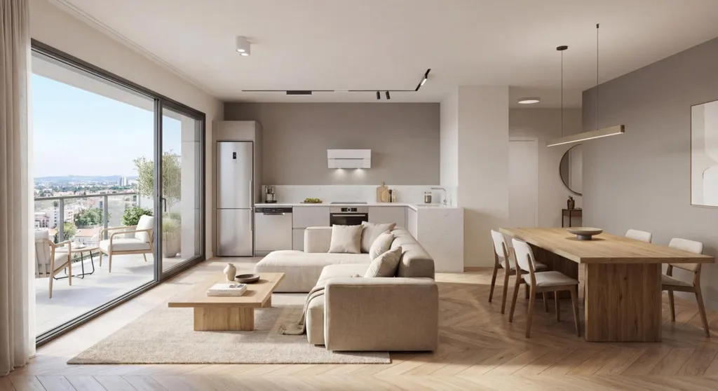 Living Room - Contemporary 4-Bed Flat with Balcony in Saint-Martin-d'Hères