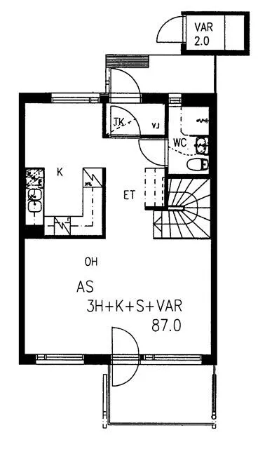 Plan - Maison 3 pièces à Jyväskylä