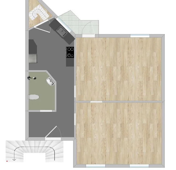 Plan - 2-Bed Flat with Balcony in City Centre