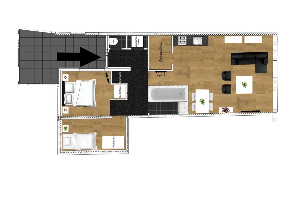 Floor Plan - Furnished Apartment with City View in Eindhoven