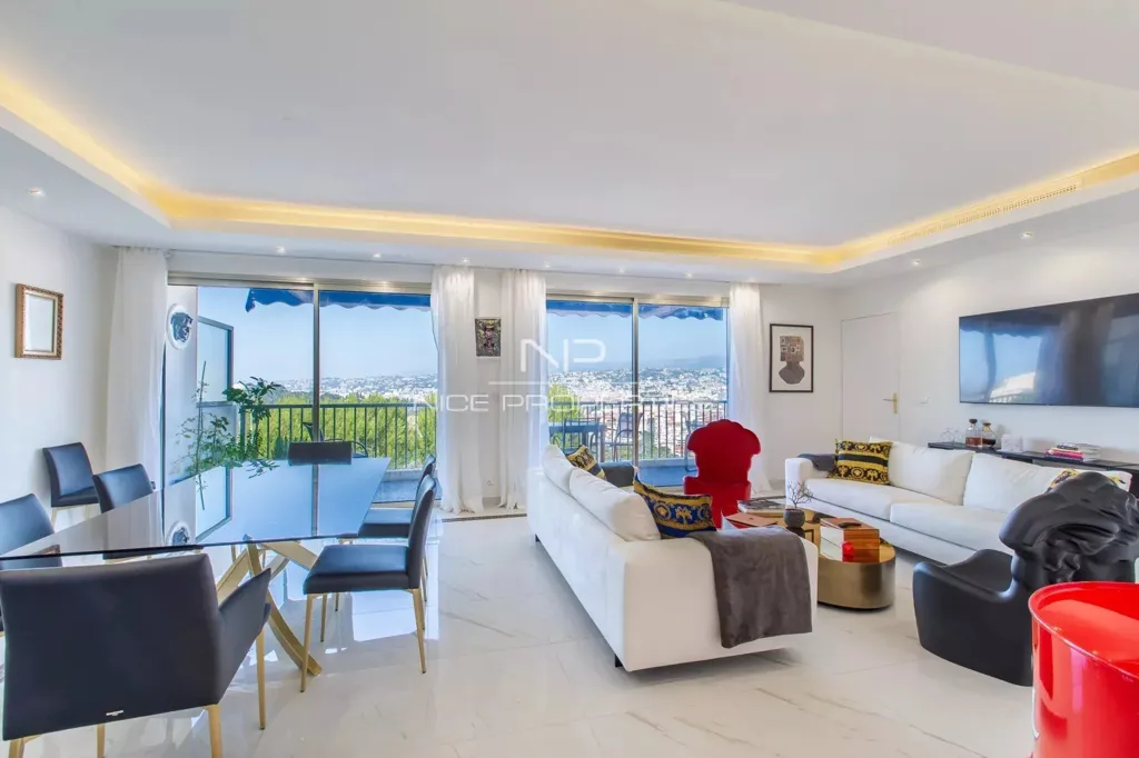 Séjour - Appartement Luxueux avec Vue Panoramique Mer à Nice Mont Boron