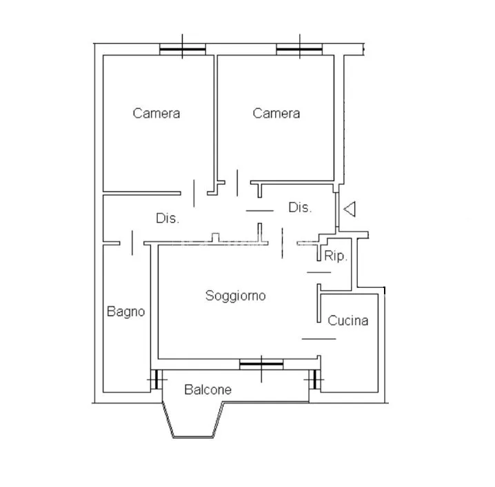 Plan - 1960s Apartment with Double Exposure in Milan