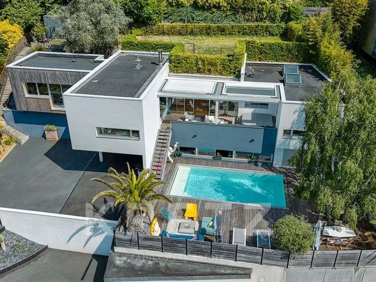 Aerial - Architect-designed Villa with Pool in Saint-Brieuc