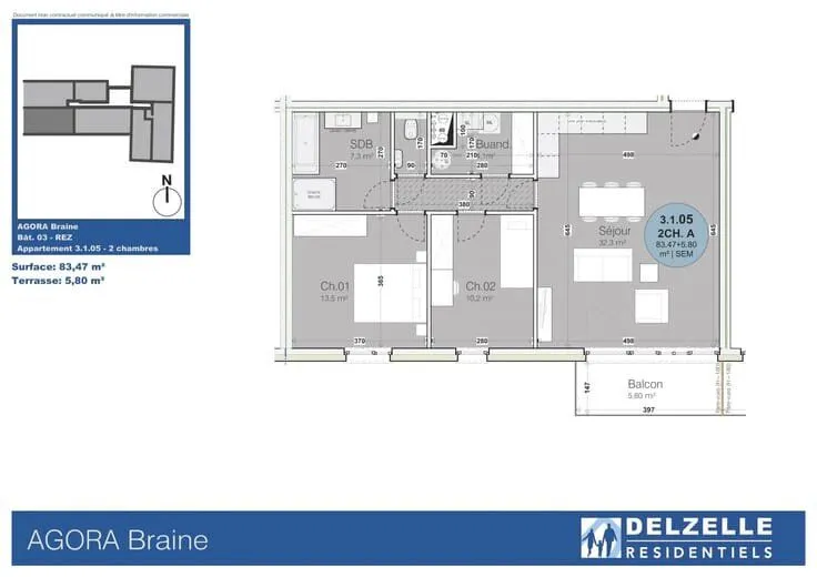 Plan - Appartement Rue Edouard Etienne à Braine-le-Comte