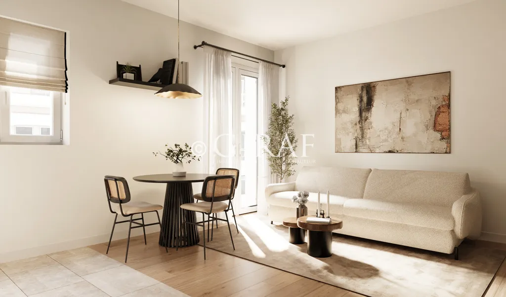 Séjour - Appartement Rénové avec Vue Jardin au Centre de Nice