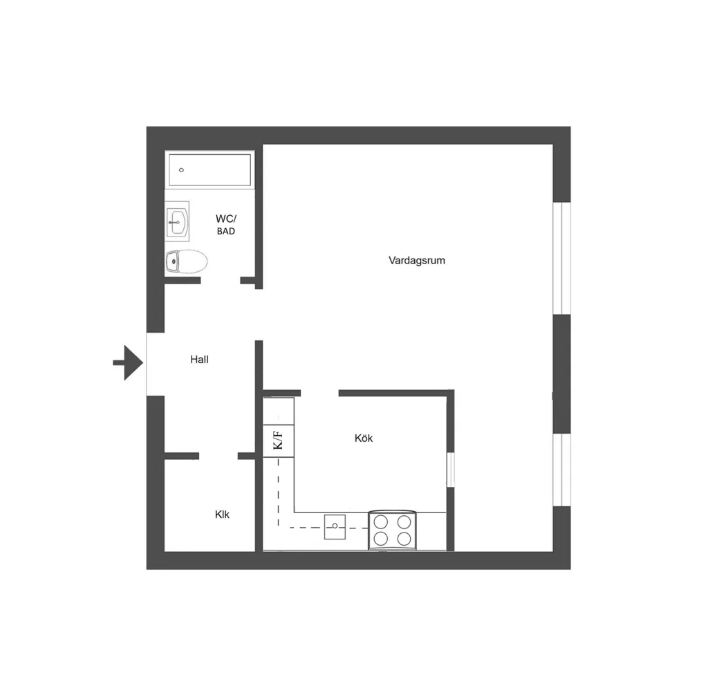 Plan - Efficient One-Bedroom Flat in Haga, Norrköping
