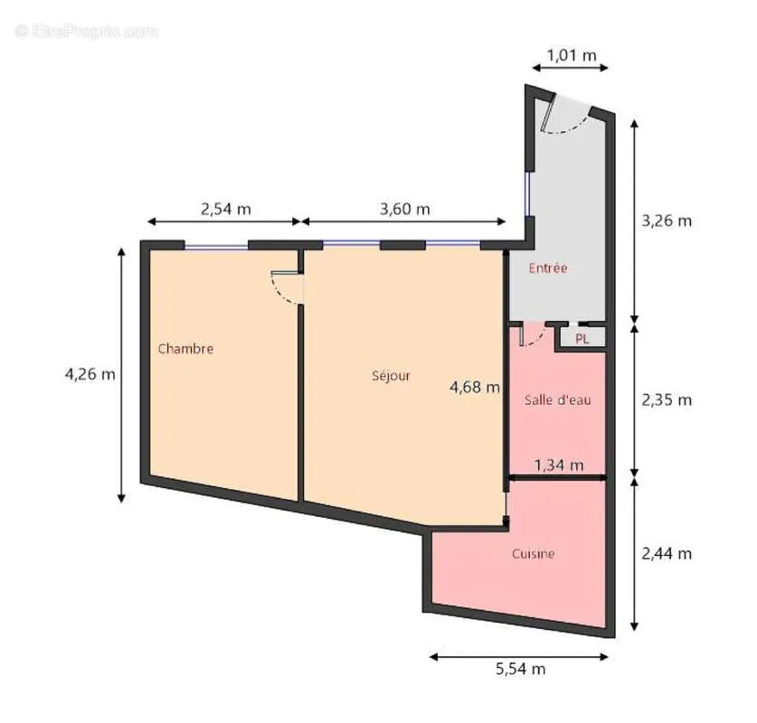 Plan - Appartement 2 Pièces dans le Marais à Paris