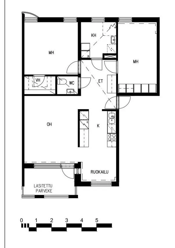 Floor Plan - Apartment with Balcony and Sauna in Kuopio