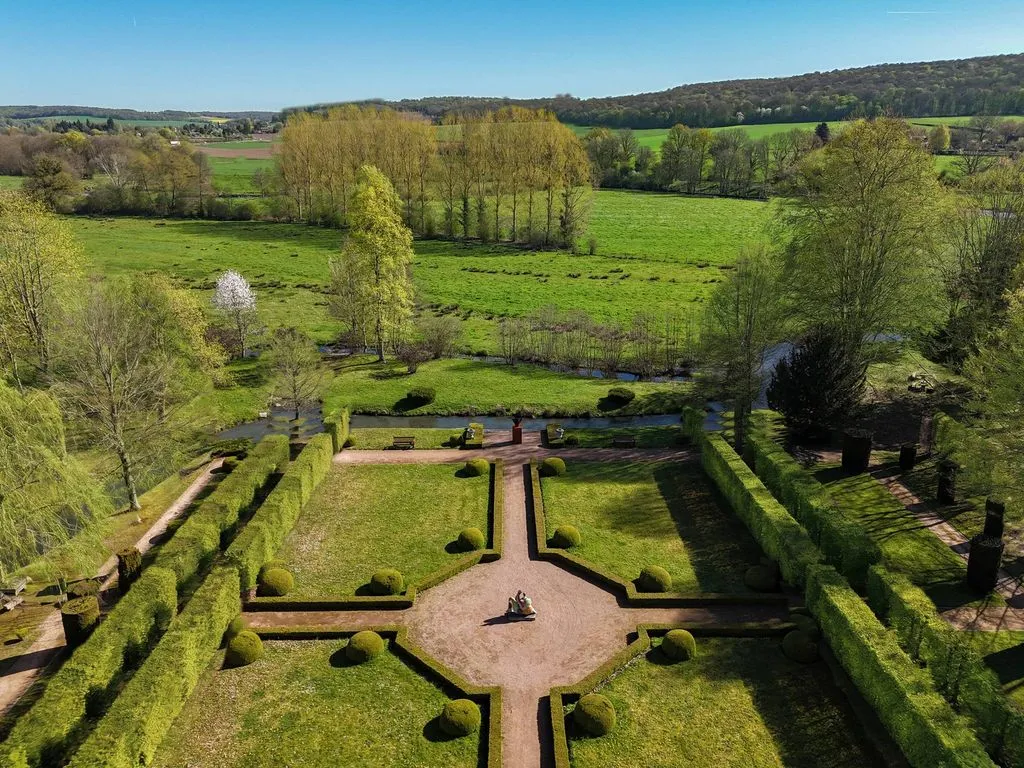Aerial - Medieval Castle with Art Centre in Normandy