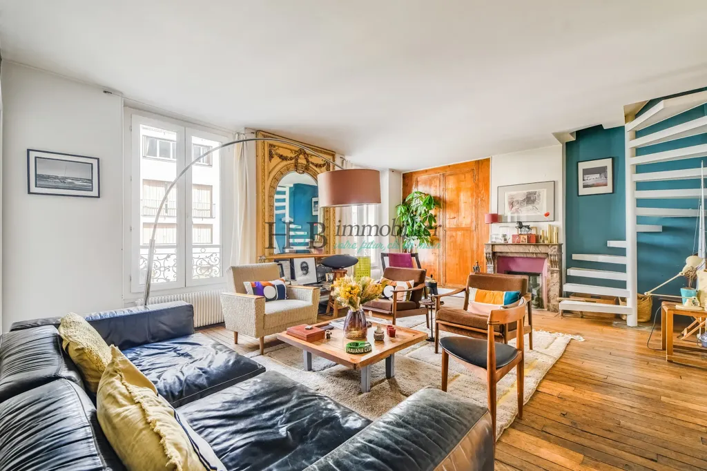 Séjour - Duplex Familial avec Terrasse et Jacuzzi à La Villette