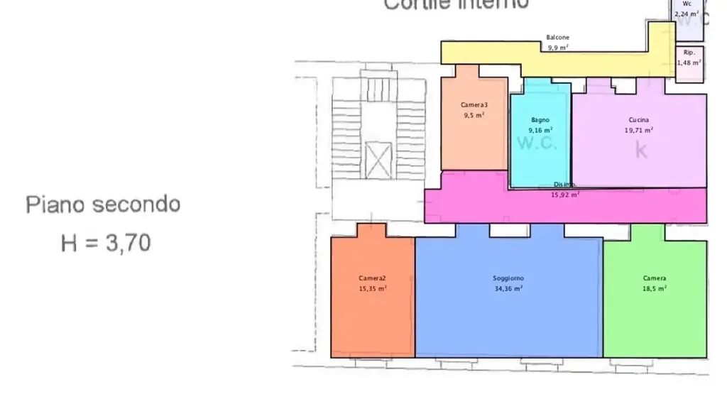 Plan - Modernised Apartment with Balcony in Cagliari