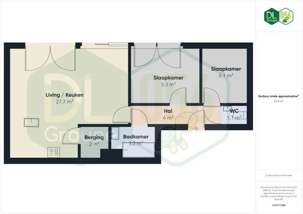 Plan - Appartement Récemment Construit avec Balcon au Centre de Rekkem