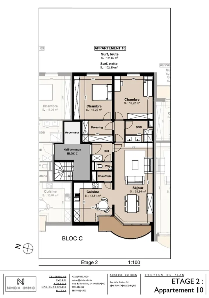 Appartement 2 chambres à Fontaine-L'Evêque