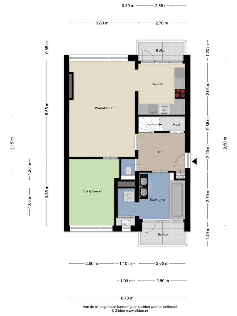 Plan - Maisonnette with Three Balconies in Schiedam