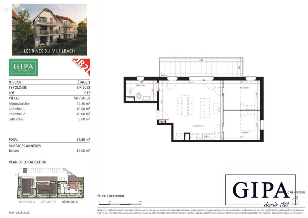 Plan - Appartement avec Balcon à Oberschaeffolsheim