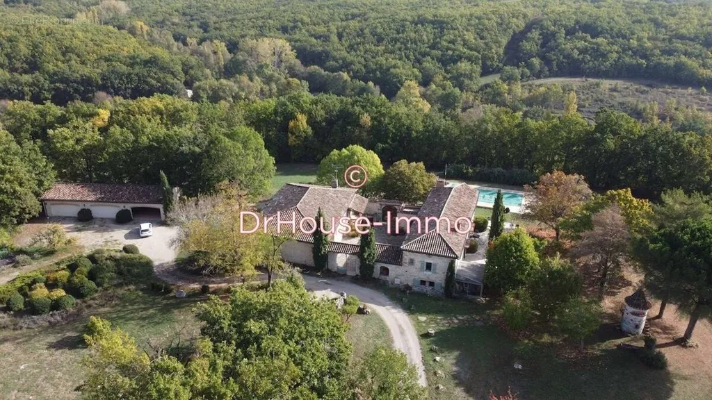 Vista aerea - Restored Manor with Pool in Amarens