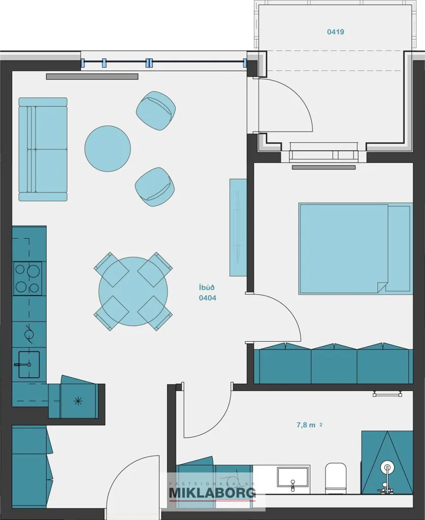 Planimetria - New Flat with Balcony in Hafnarbraut