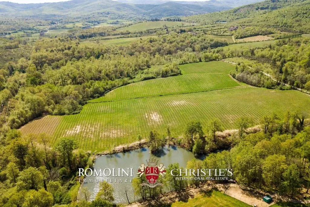 Vue aérienne - Vineyard Estate with Chianti DOCG in Bucine