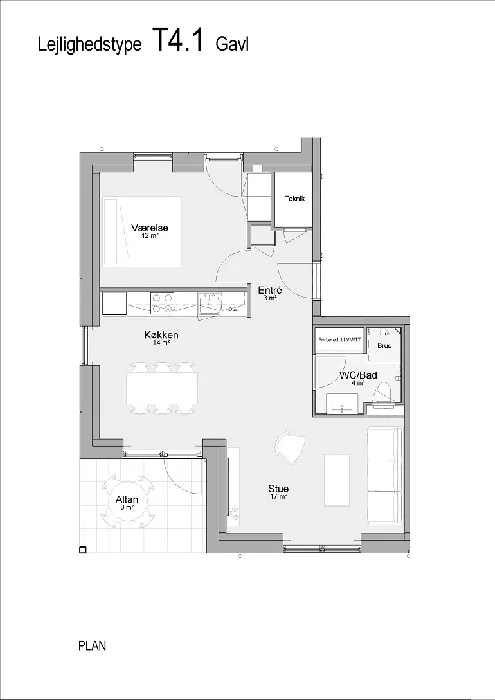 Plan - Modern 2-Bedroom Flat with Balcony in Årslev