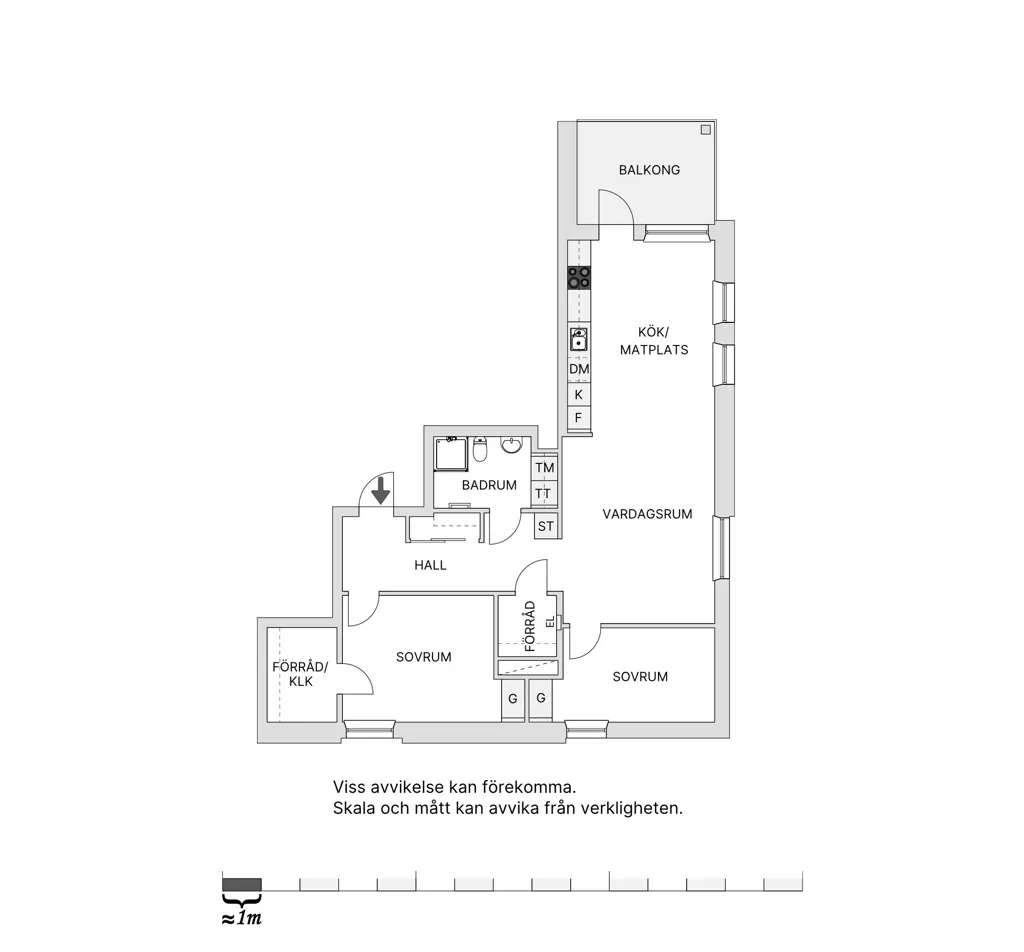 Planimetria - Modern Flat with Balcony in Mariastaden