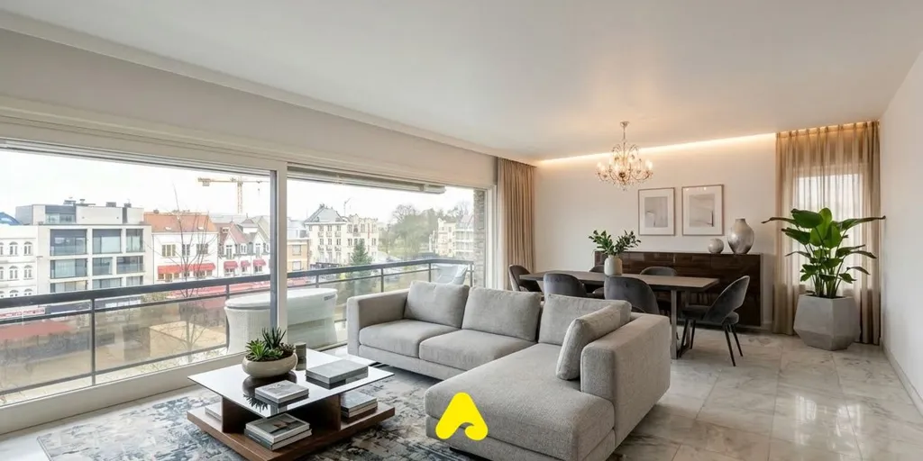 Séjour - Appartement Central avec Vue sur la Place à De Panne