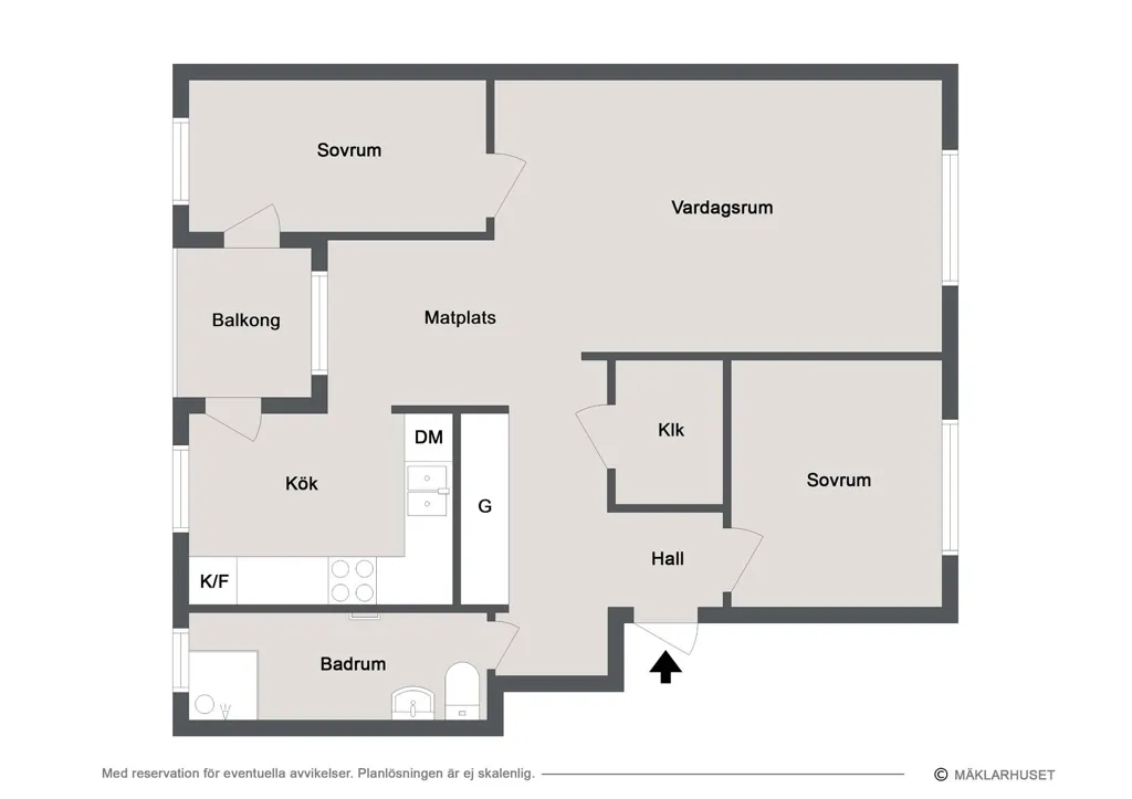 Plan - Three-bedroom Apartment with South-facing Balcony in Fredriksdal