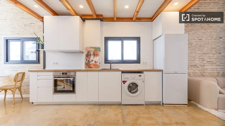 Cuisine - Furnished Flat with Terrace in Cabanyal-Canyamelar