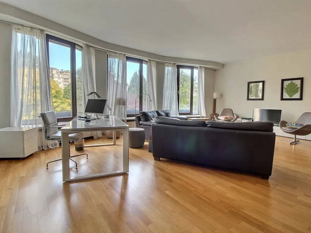 Living Room - Architectural Flat with Royal Garden Views in Ixelles