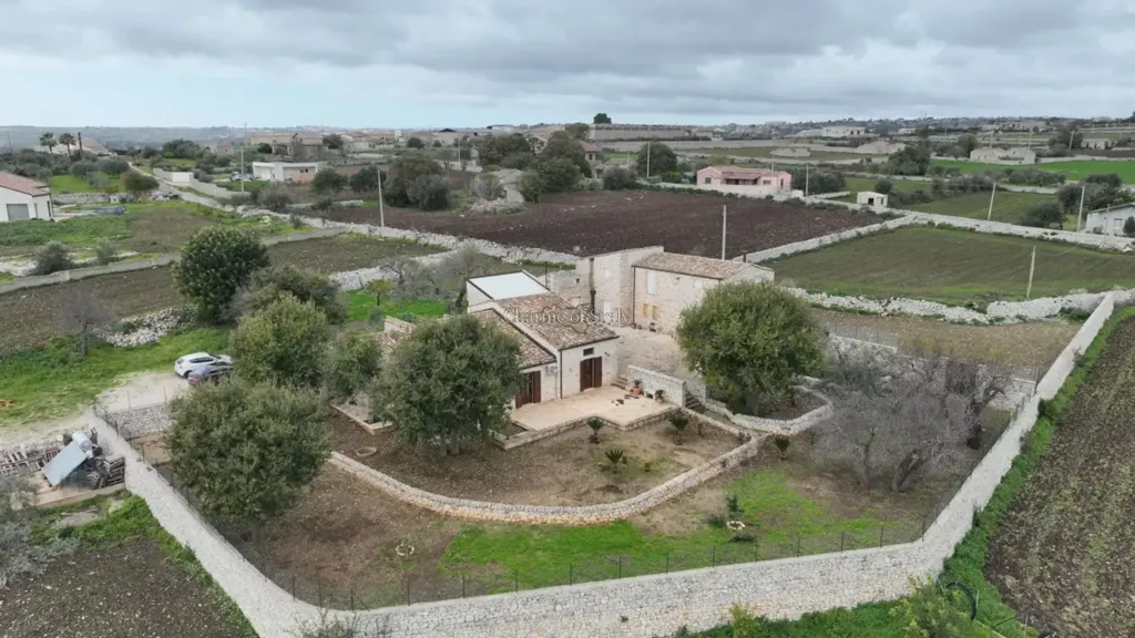 Aerial - Historic Stone Villa with Garden in Modica
