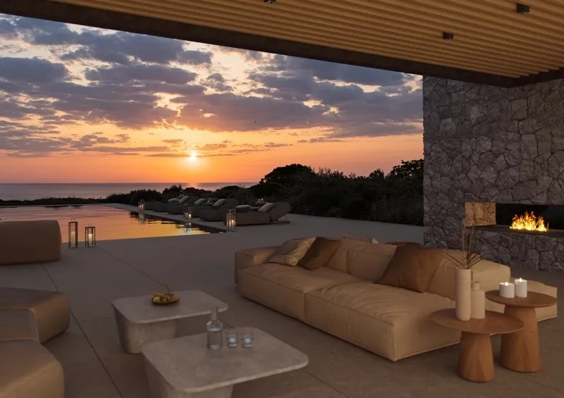 Terrasse - Beachfront Villa with Golf Course View in Costa Navarino