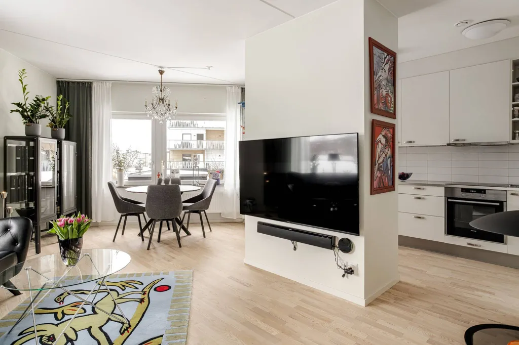 Living Room - Two-Bedroom Flat with Balcony in Gårdshusen