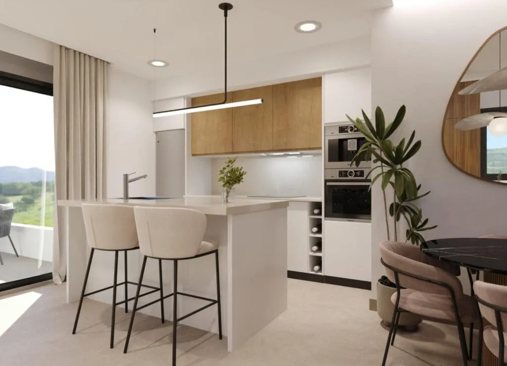Köök - New-Build Apartment with Pool in Hacienda del Alamo