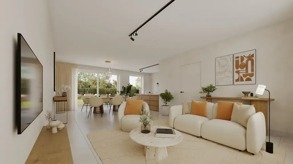 Séjour - Nouvelle Construction de Maisons Contemporaines à Maldegem