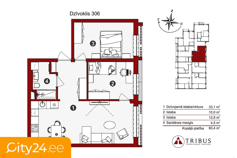 Appartement 3 pièces à Sigulda
