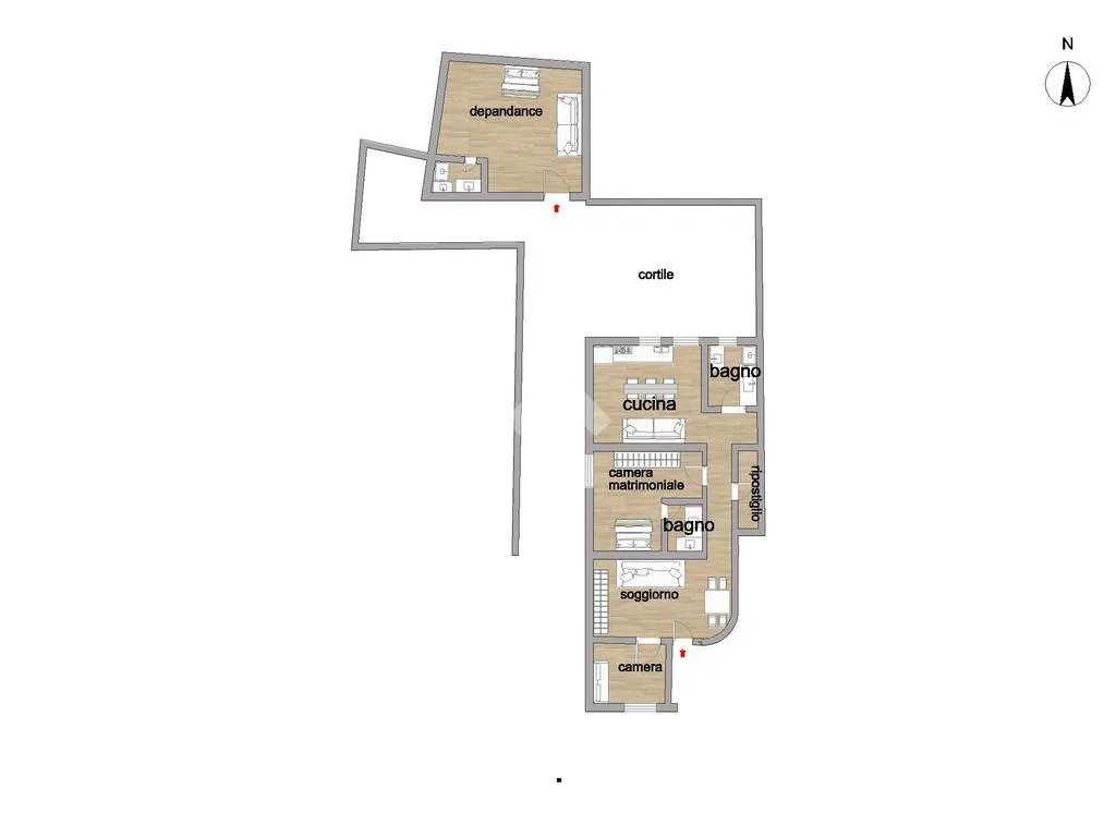 Ground Floor Apartment with Private Courtyard in Usini