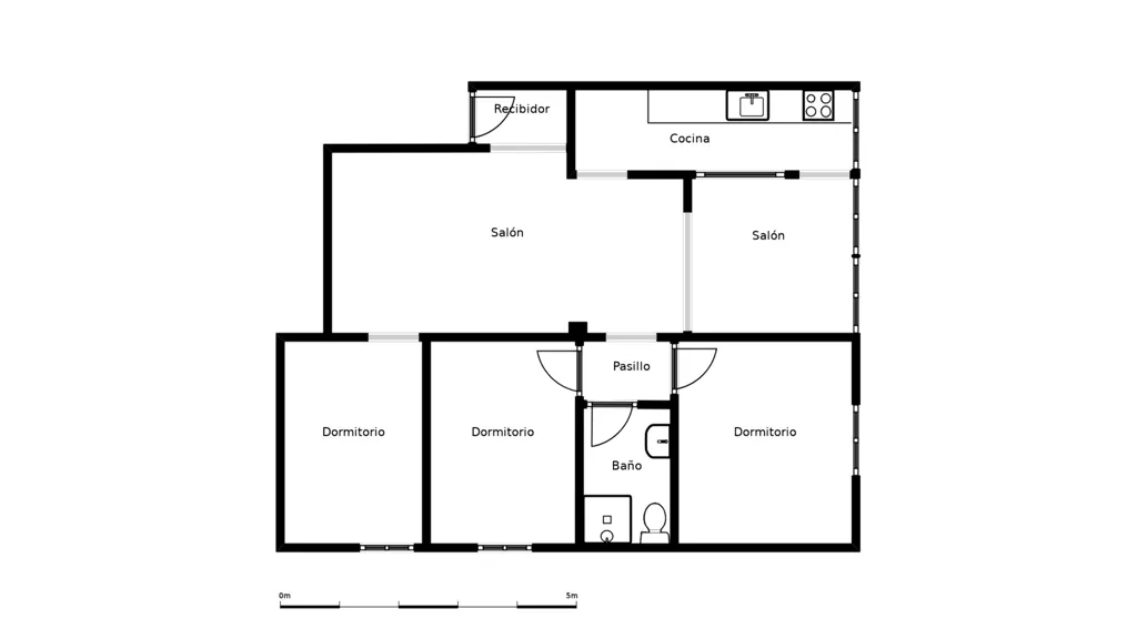 Plan - Flat with Parquet Floors in Badalona