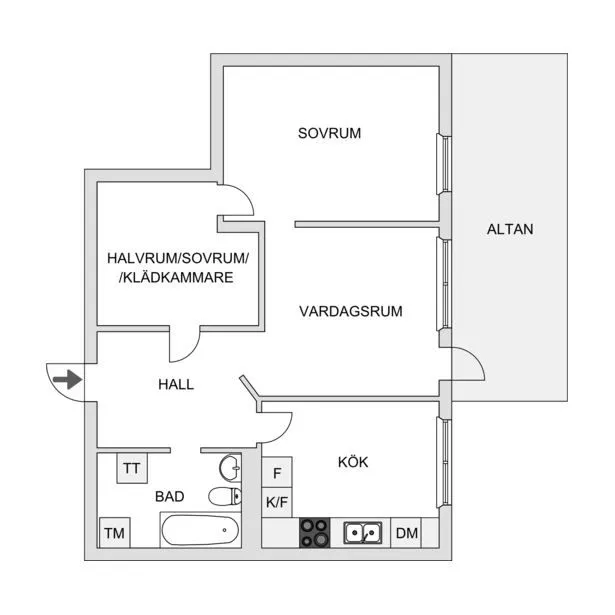 Floor Plan - Bungalow-Style Flat with Large Terrace in Olseröd