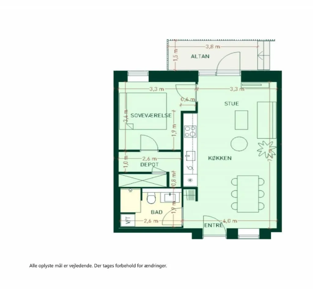 Planimetria - 2-Bedroom Apartment with Terrace in Ørestad
