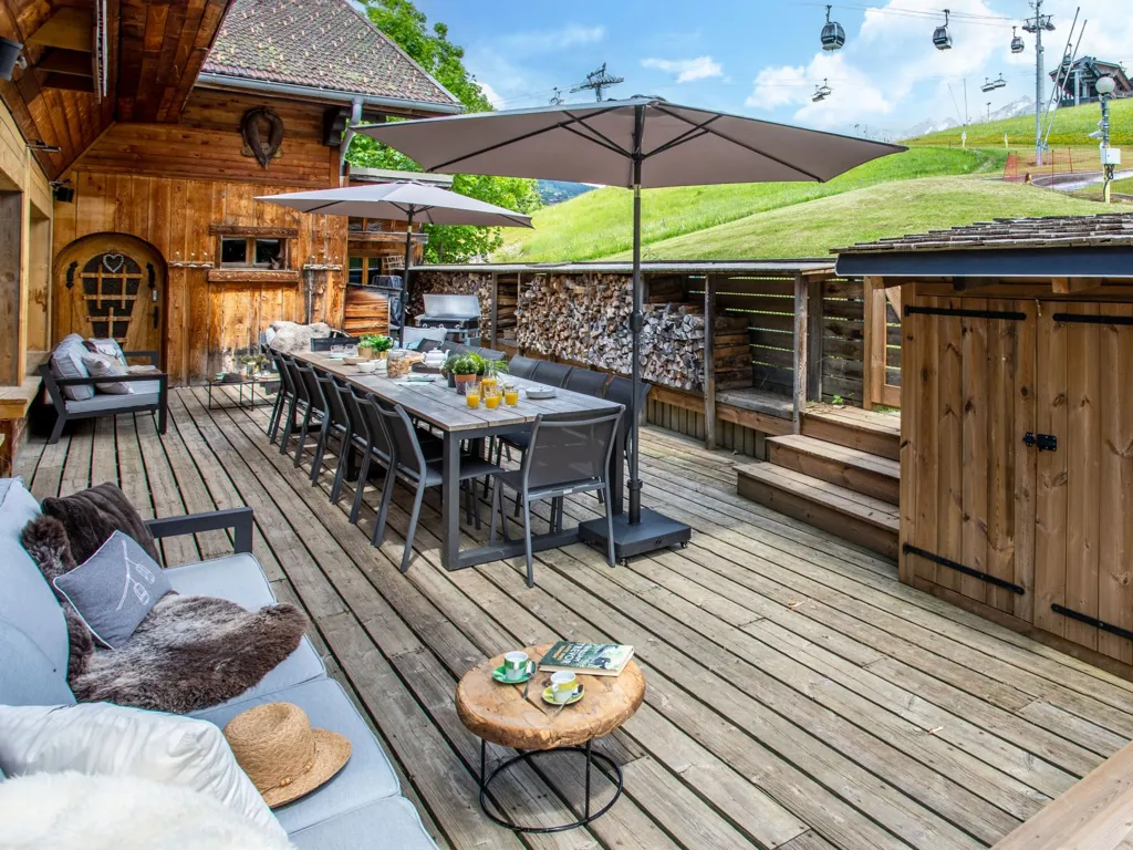 Terrace - Chalet with Ski-in/Ski-out Access in La Clusaz