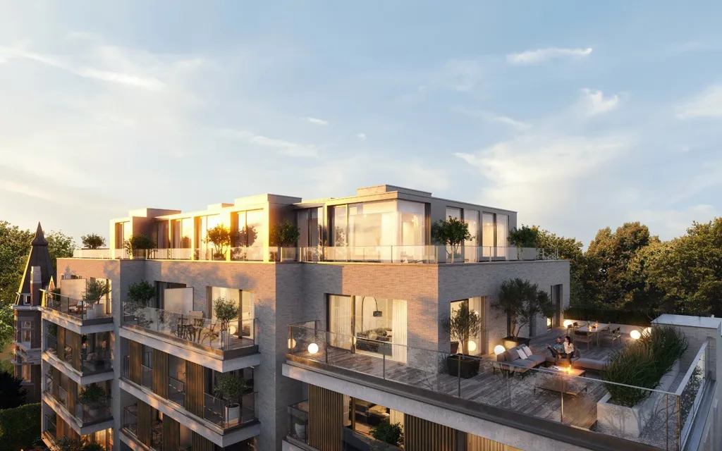 Vue aérienne - Penthouse Moderne avec Vue Imprenable à Ukkel