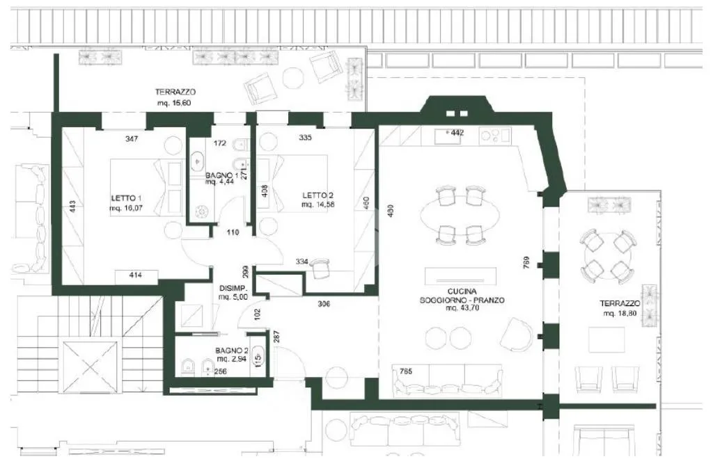 Plan - Modern Apartment with Terrace in Central Cesena