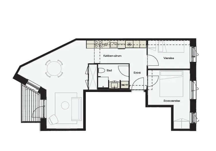 Floor Plan - Modern Flat with Balcony near Bella Center