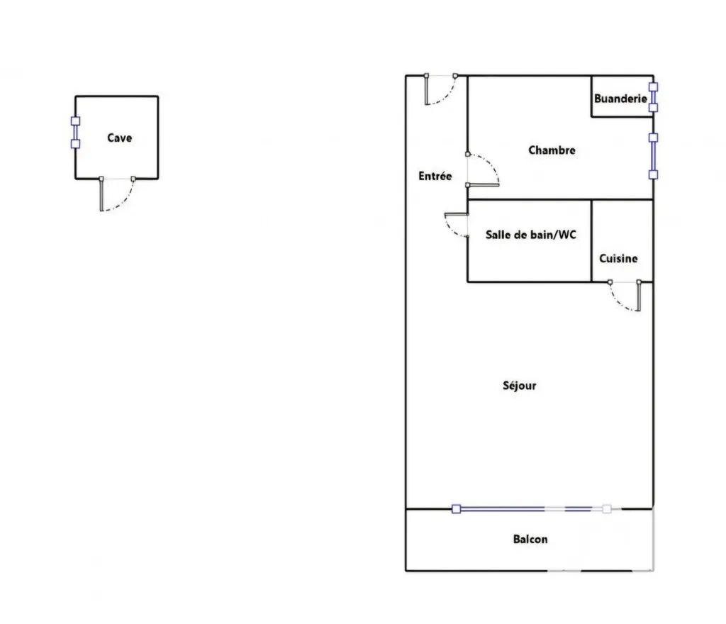 Floor Plan - T2 Flat with Terrace in Dax