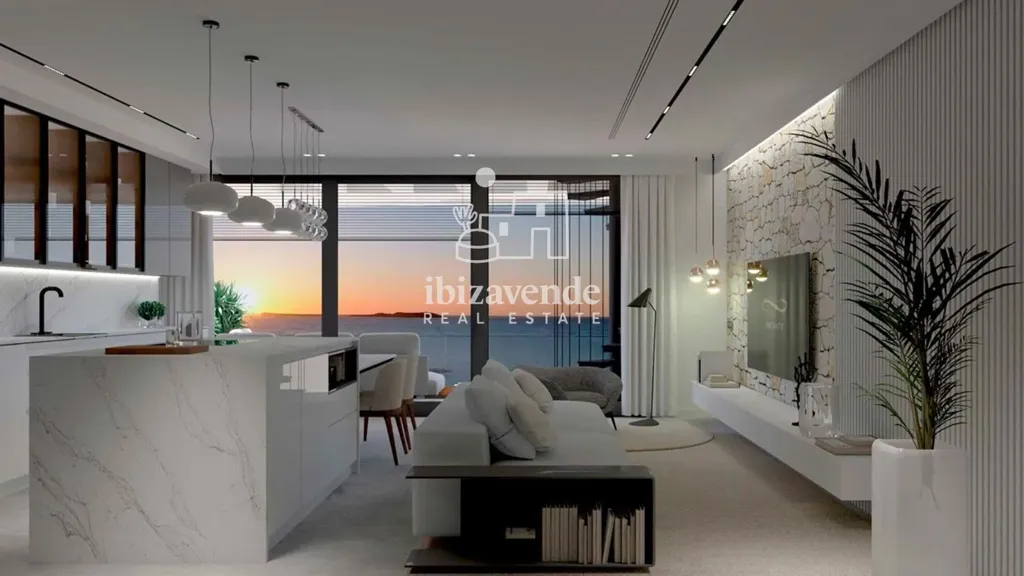 Séjour - New Build Apartment with Sea View in San Antonio