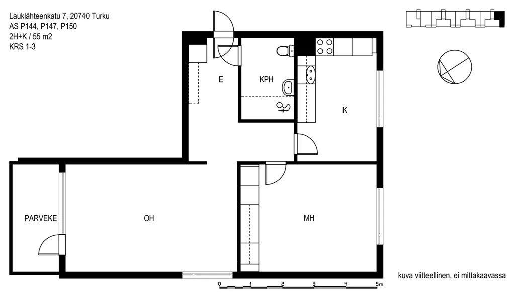 Plan - Renovated Flat with Glazed Balcony in Ilpoinen