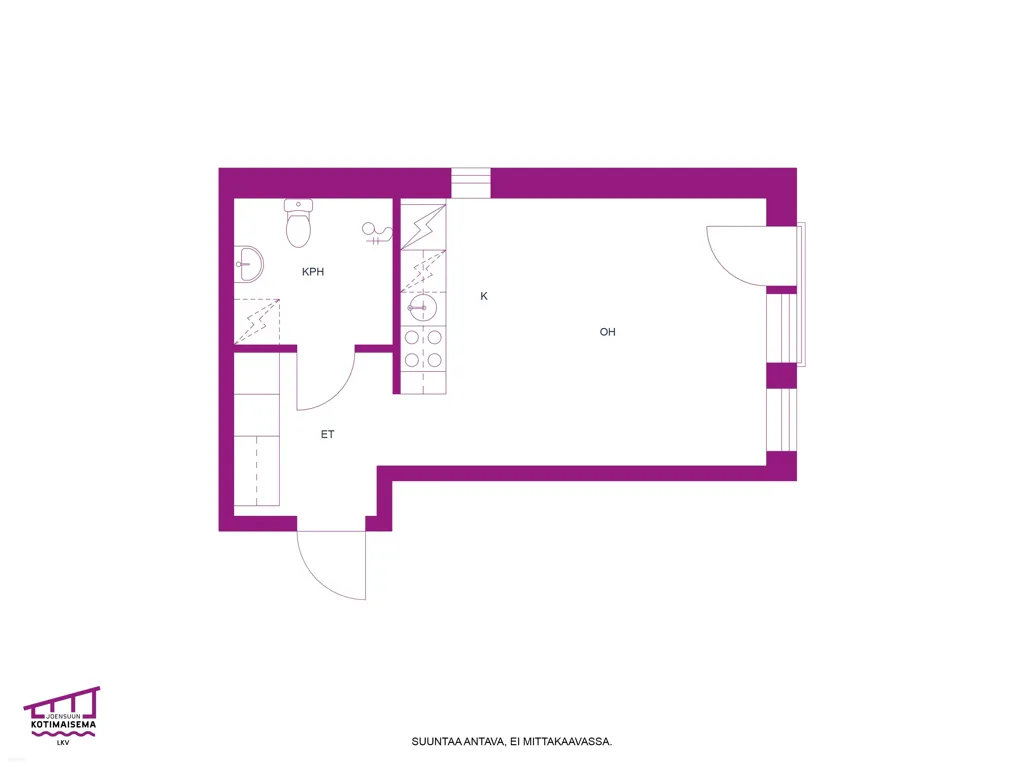 Planimetria - Modern Studio with Balcony in Joensuu Centre